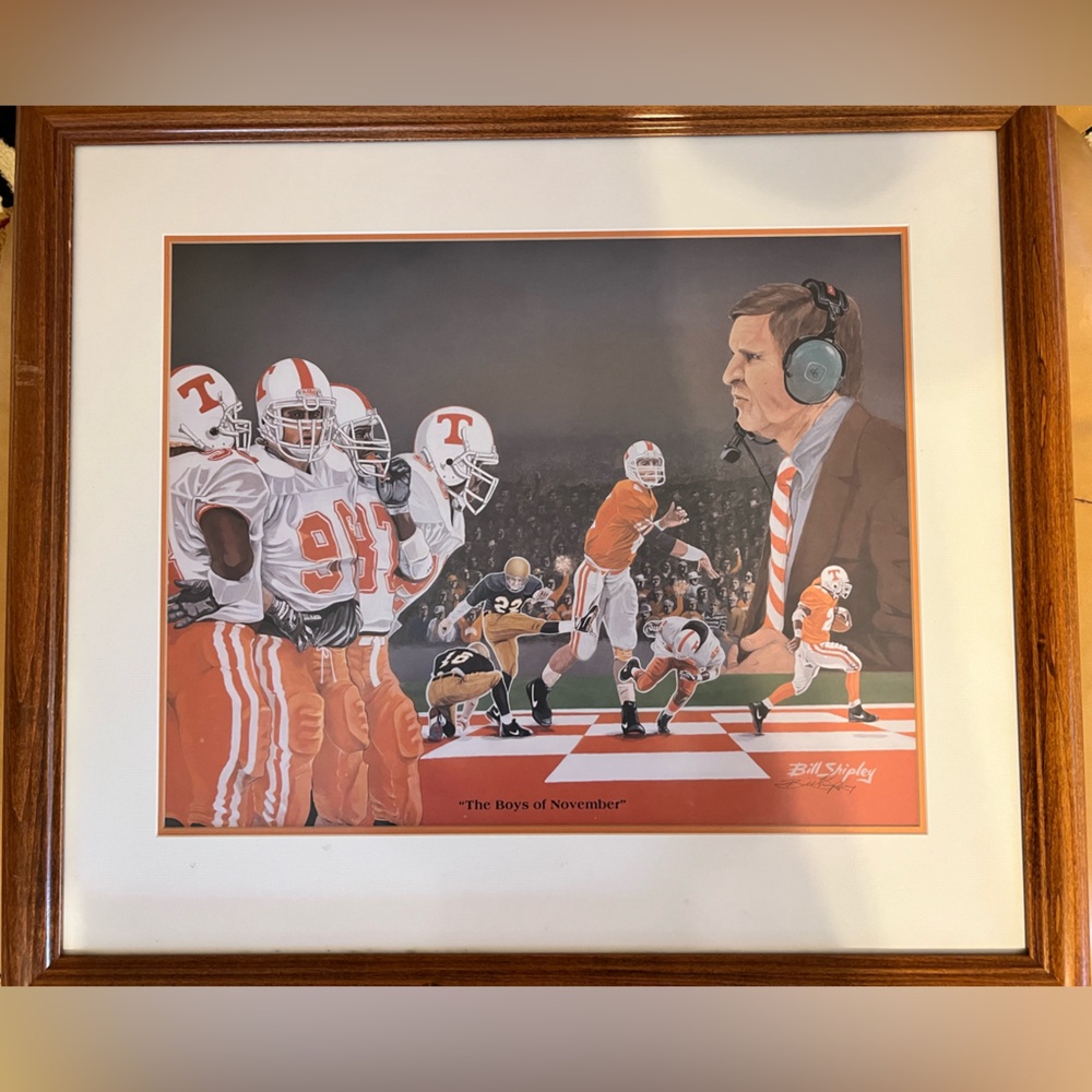 Bill Shipley autographed Football Art Tennessee Vols titled The Boys of November